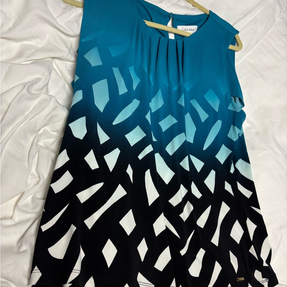 Calvin Klein Teal and Black Sleeveless Top Size XL